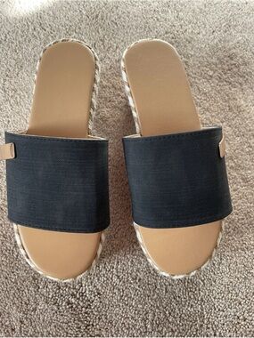 Casual Navy Slide Sandals - Women's Comfortable Slip-On